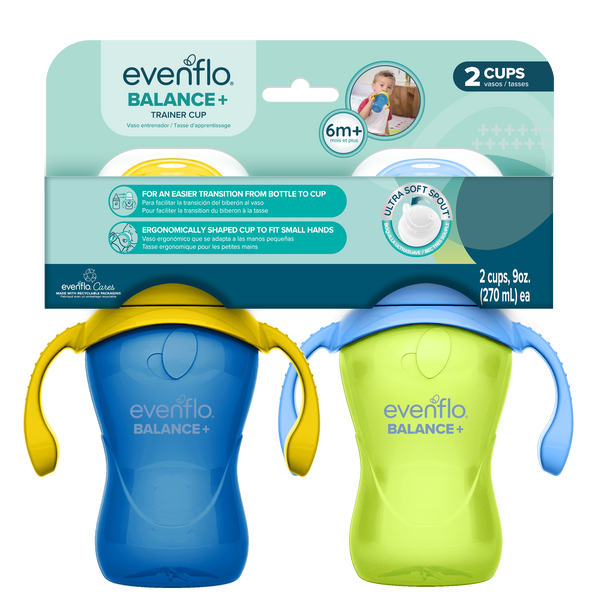 evenflo triple flow sippy cup Balance Trainer Cups Blue / Green 9oz