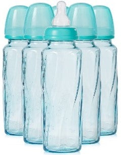 Evenflo Vented + Baby Bottles Glass 8oz 6pk Teal