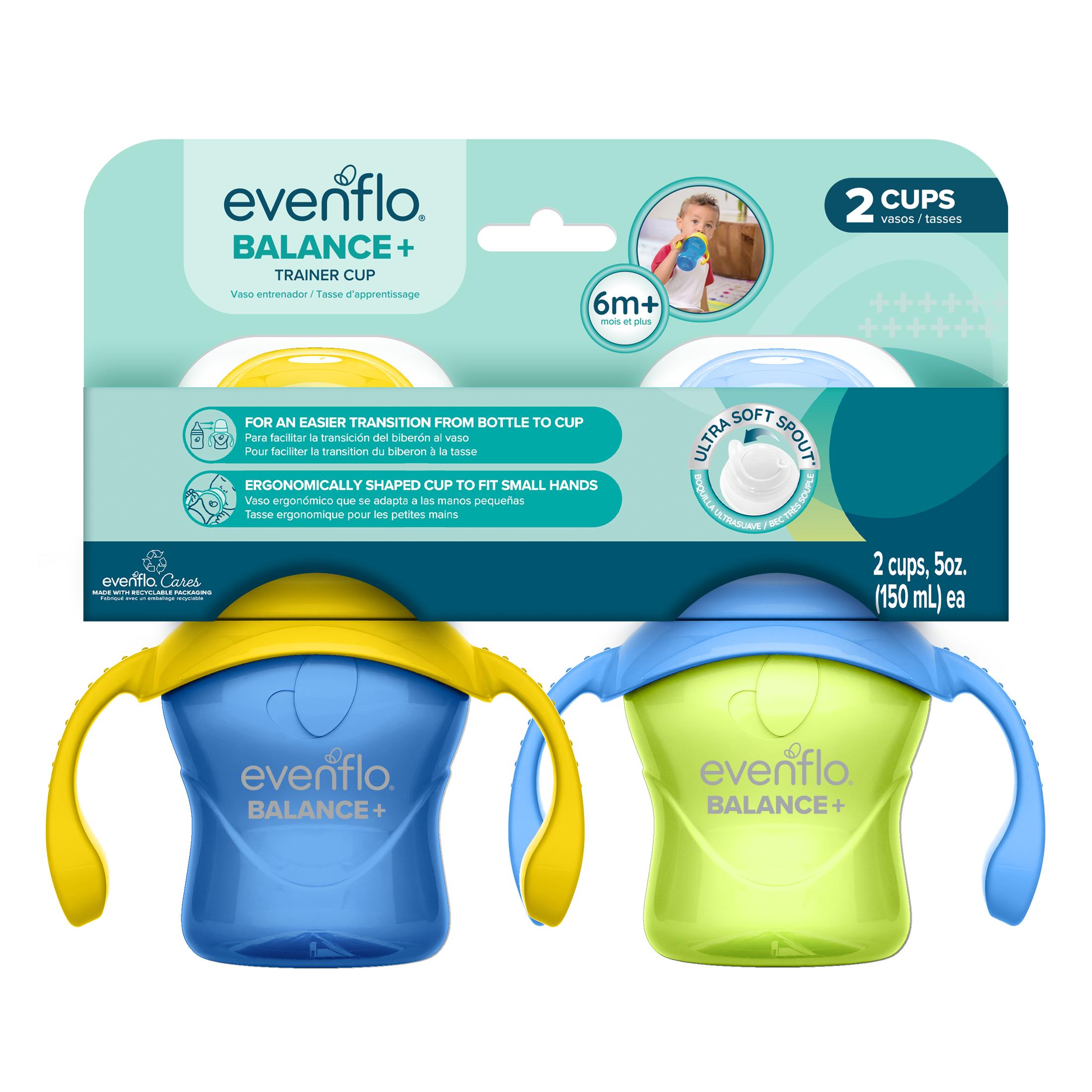 evenflo balance 5oz Balance Trainer Cups Blue / Green 5oz