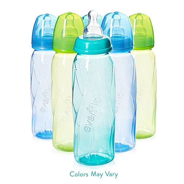 Evenflo Vented + Tinted Baby Bottle (8oz, 6pk, Teal/Green/Blue)