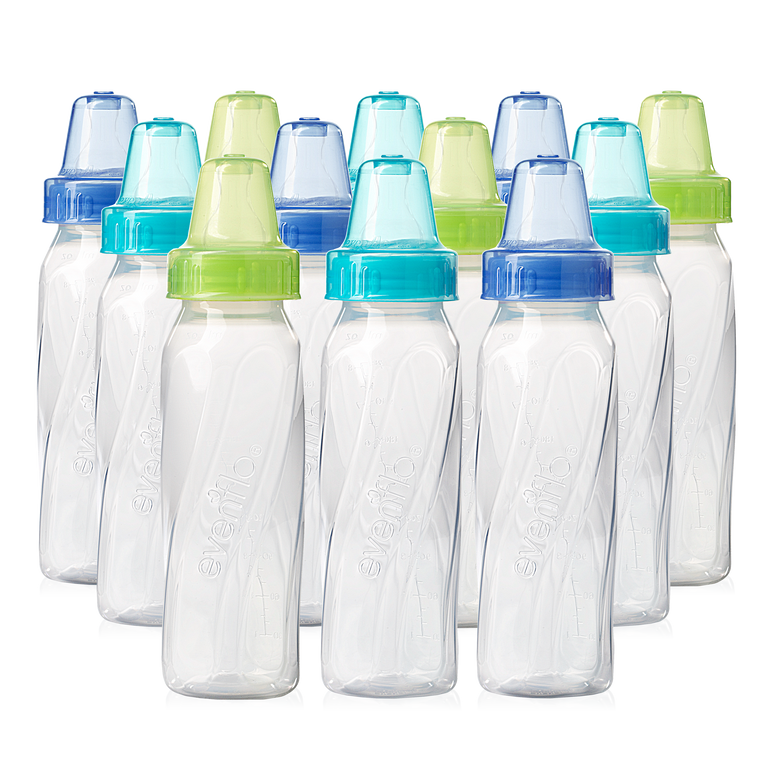 Evenflo Classic Baby Bottles, Clear, Plastic 8oz 12pk