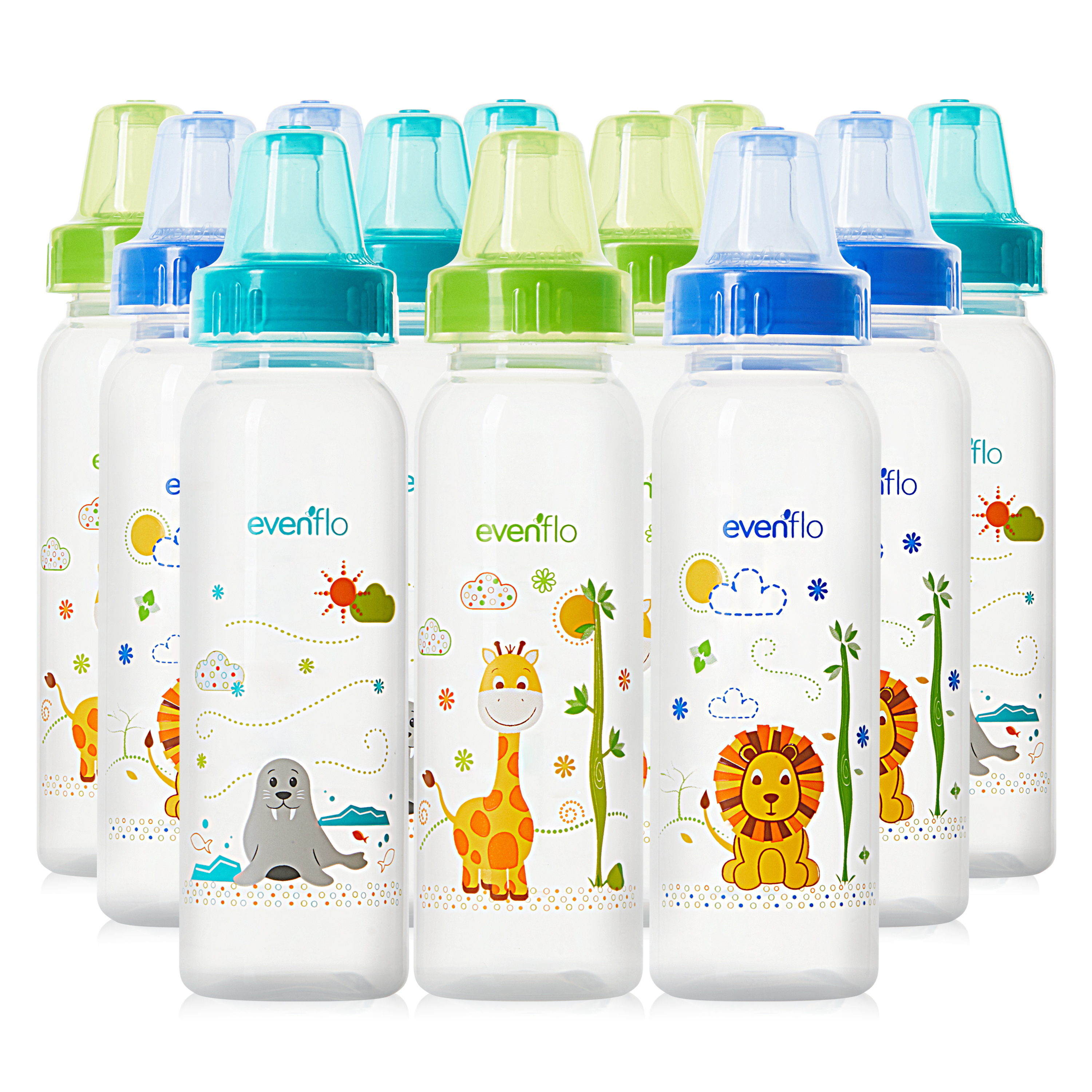 Classic Baby Bottles, Zoo Friends 8oz 12pk, Plastic