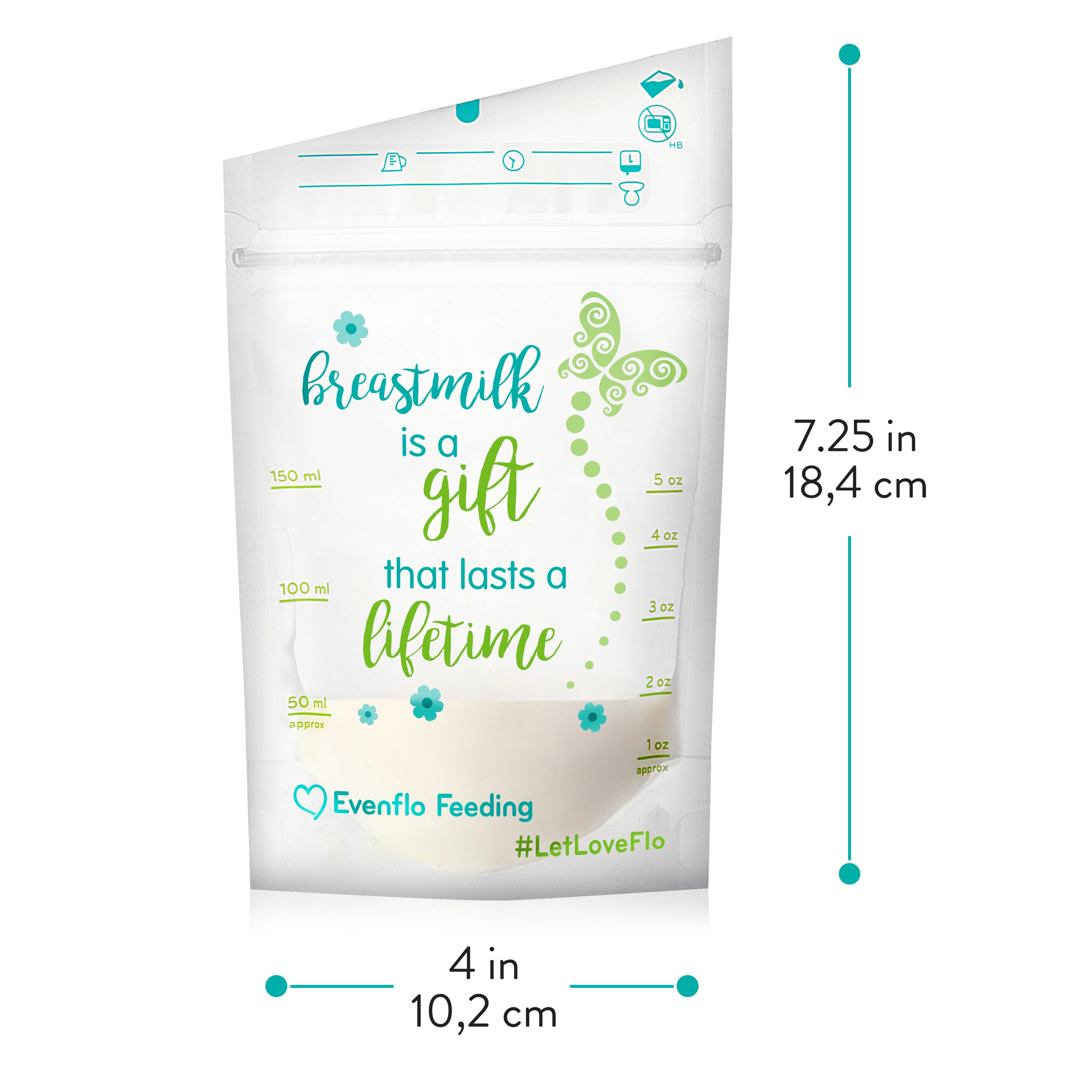 Pack X25 Bolsas Almacenaje Leche Materna Cierre Zip Evenflo - Blanco — HTS